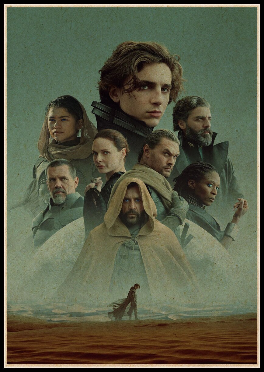 Movie Dune Retro Poster Travel Poster Artwork Fancy Wall Sticker for Coffee House Bar