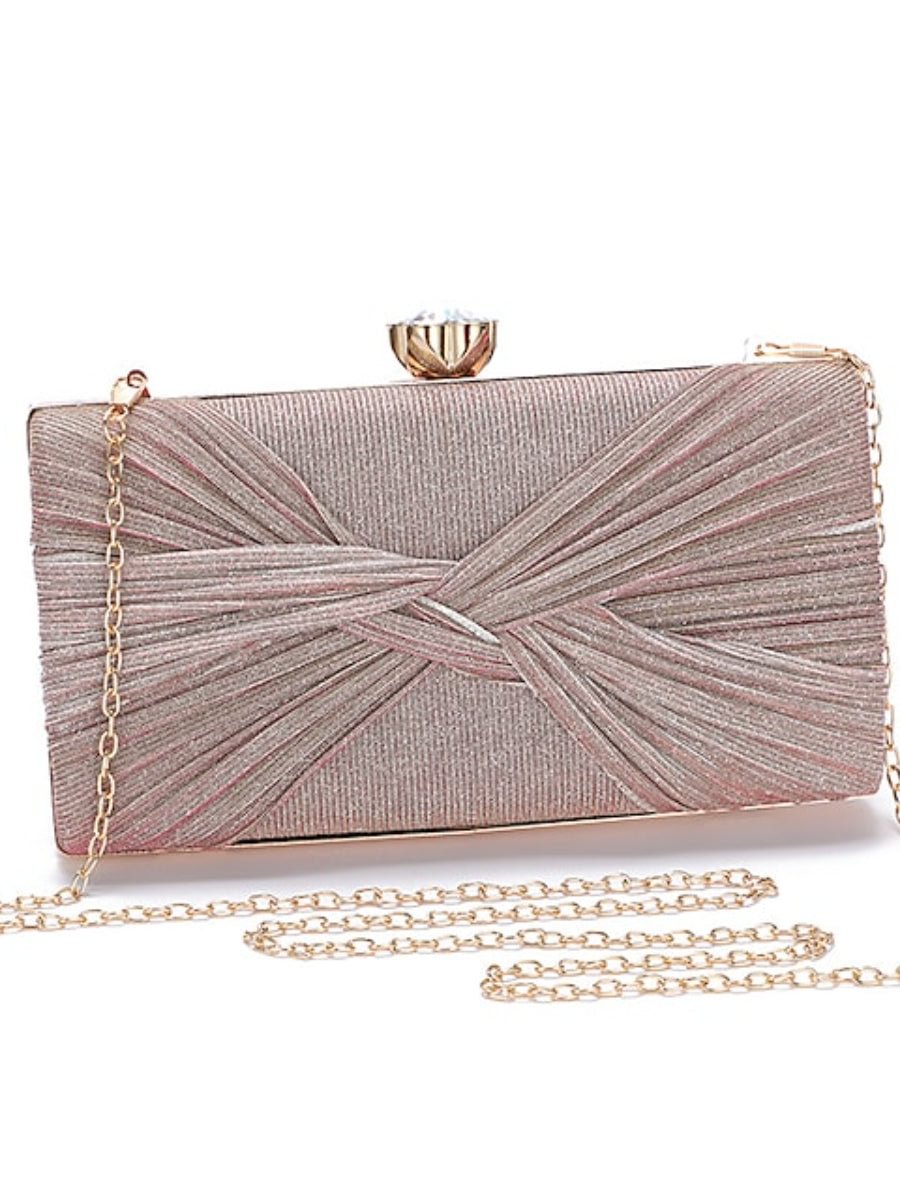 Women's Chain Bag Crystal Decoration Solid Color Glitter Evening Bag
