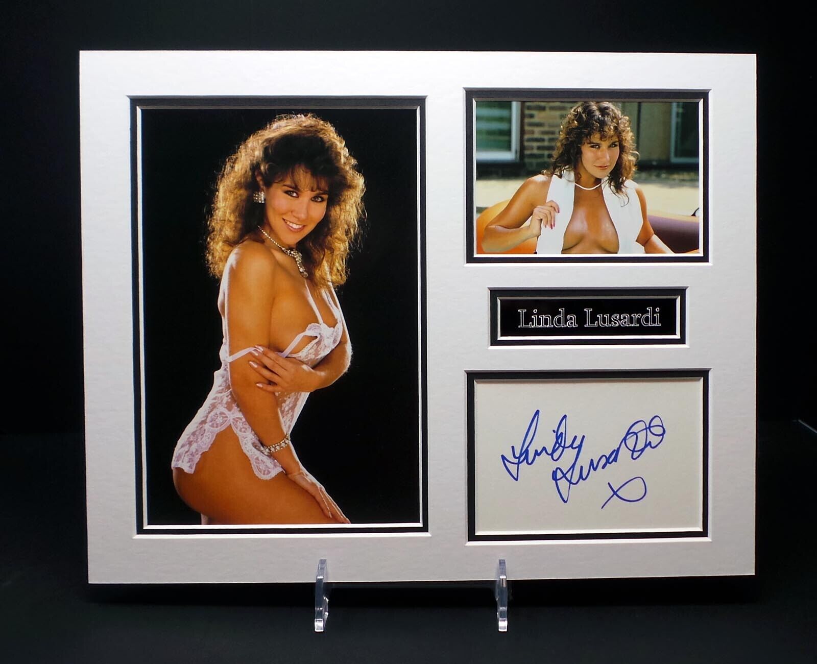 Linda LUSARDI Signed Mounted Sexy Photo Poster painting Glamour Model Display AFTAL RD COA