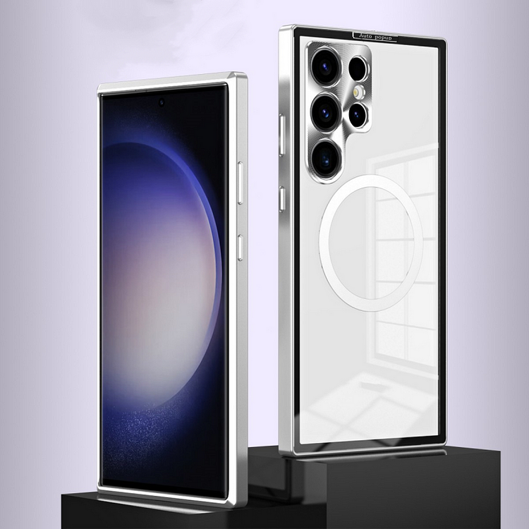 Metal Shell Transparent Shockproof Magnetic Ring Protective Cover
