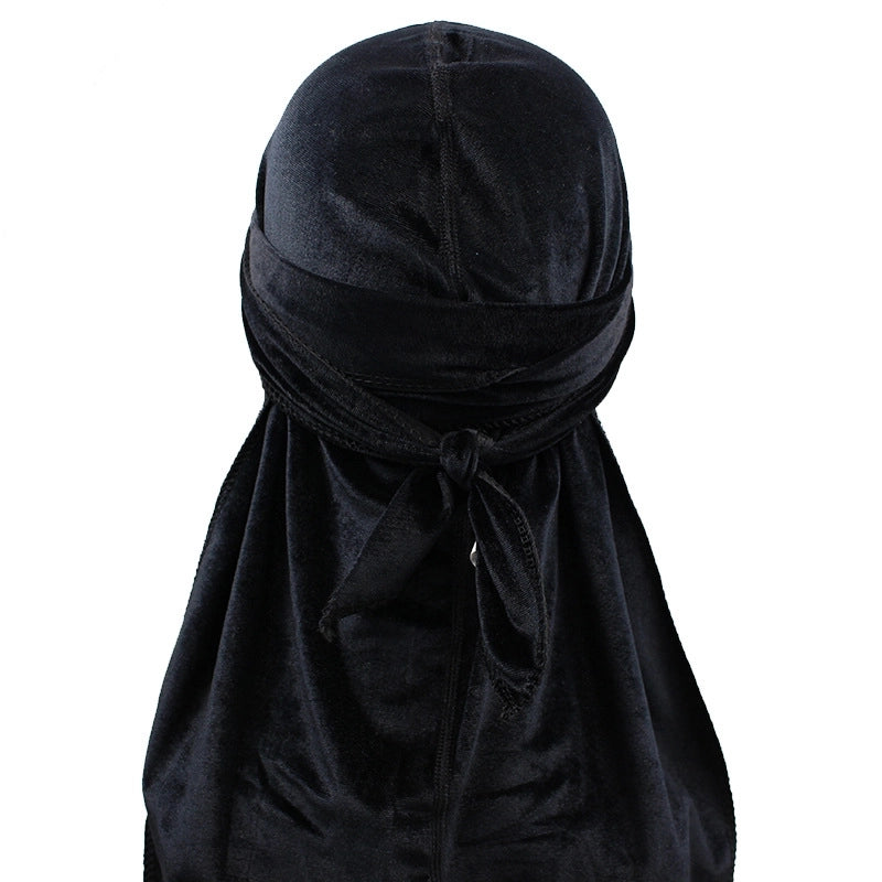 High Quality Supply New Seamless Velvet Long Tail Pirate Hat Long Ribbon Headscarf Hat Durag