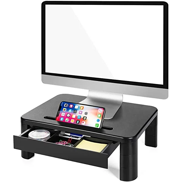 LORYERGO Monitor Stand - Monitor Riser 16.5 inch, 2 Tier Computer Stand,  Monitor Stand Riser w/Cellphone Holder & Storage Space, Desk Stand for