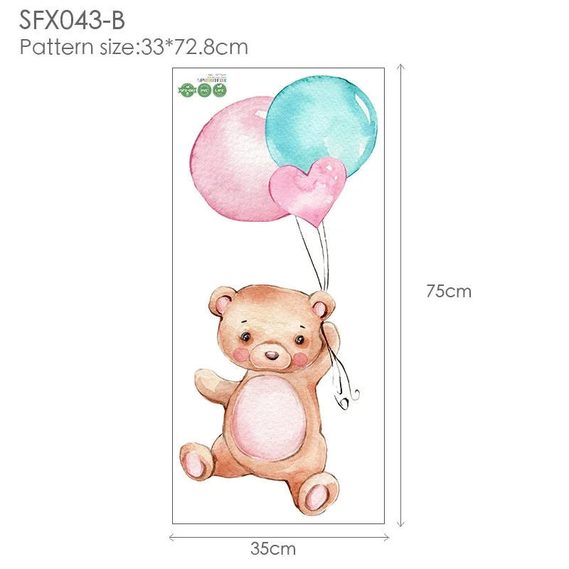 Colorful Balloons Vinyl Decorative Wall Stickers For Kids Rooms Cute Bear Children for Wall Stickers Home Decor Living Room