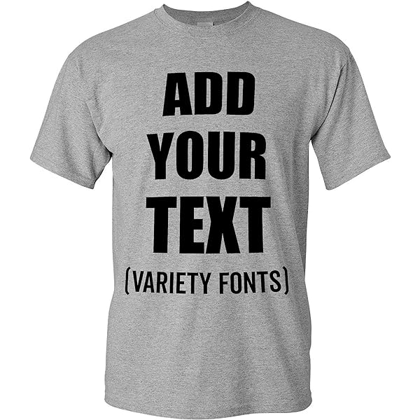 Custom T-Shirt Add Your Text Personalized T Shirt for Men & Women Cotton Tee Large Gray