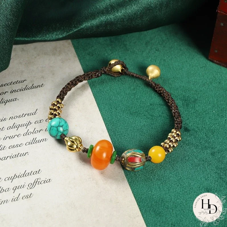 Original design woven Tibetan yellow honey bracelet ethnic personality Tibetan bracelet Nepal accessories.