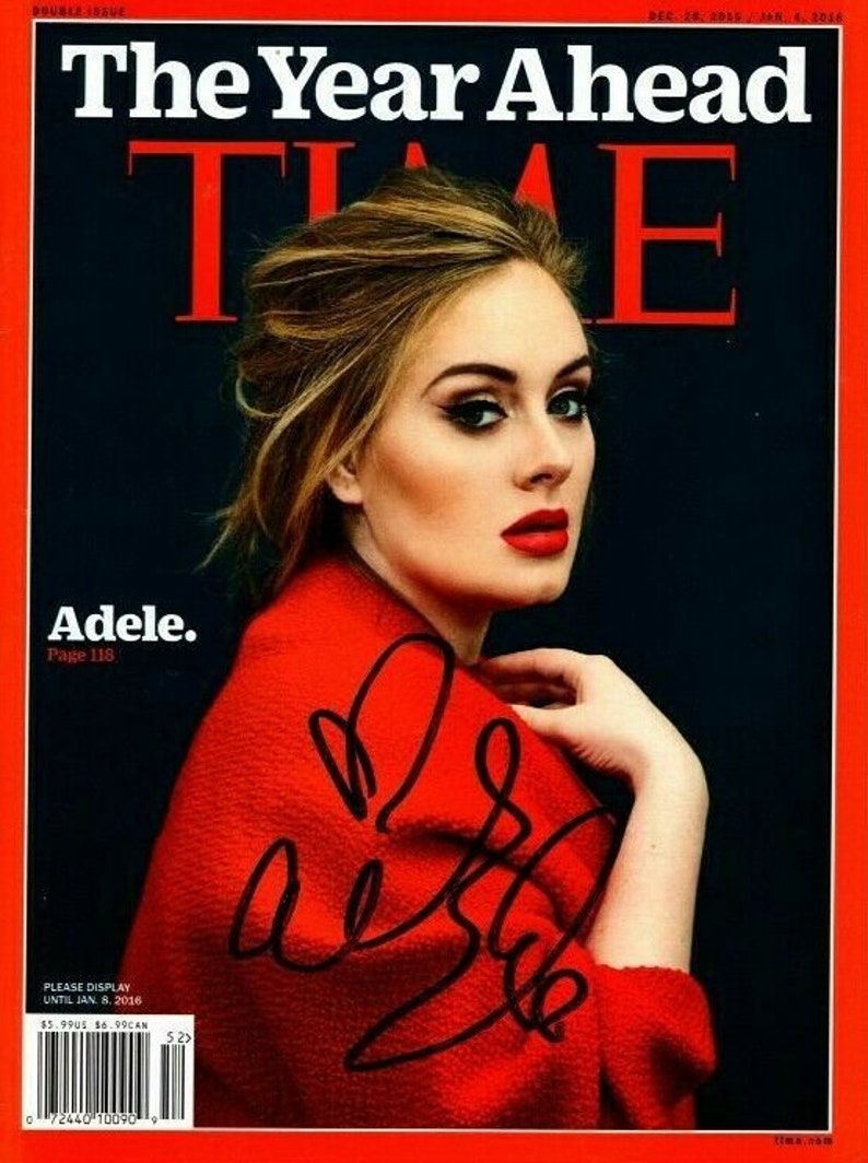 Adele signed autographed time magazine december 28 2015 january 4 2016