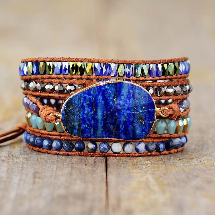 Bohemian Lapis Wrap Bracelet-Mayoulove
