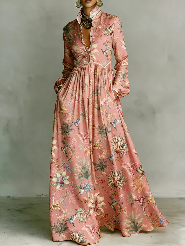 Women's Printed Elegant Romantic Vacation Medium Sleeve Maxi Dress