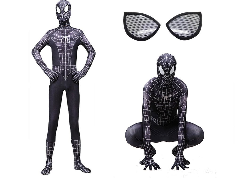 Unisex Cosplay Black Spiderman Costume-elleschic