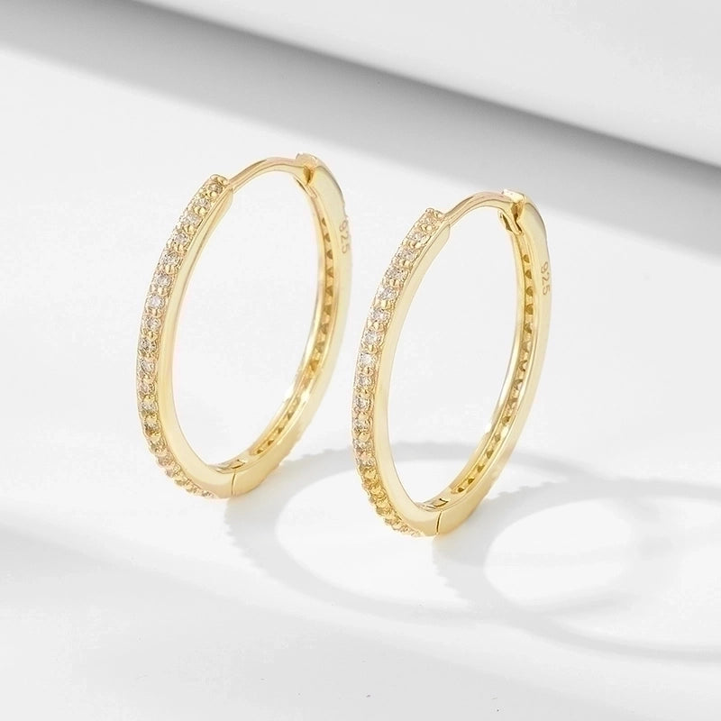 1 Pair 925 Sterling Silver Zircon Solid Color Hoop Earrings