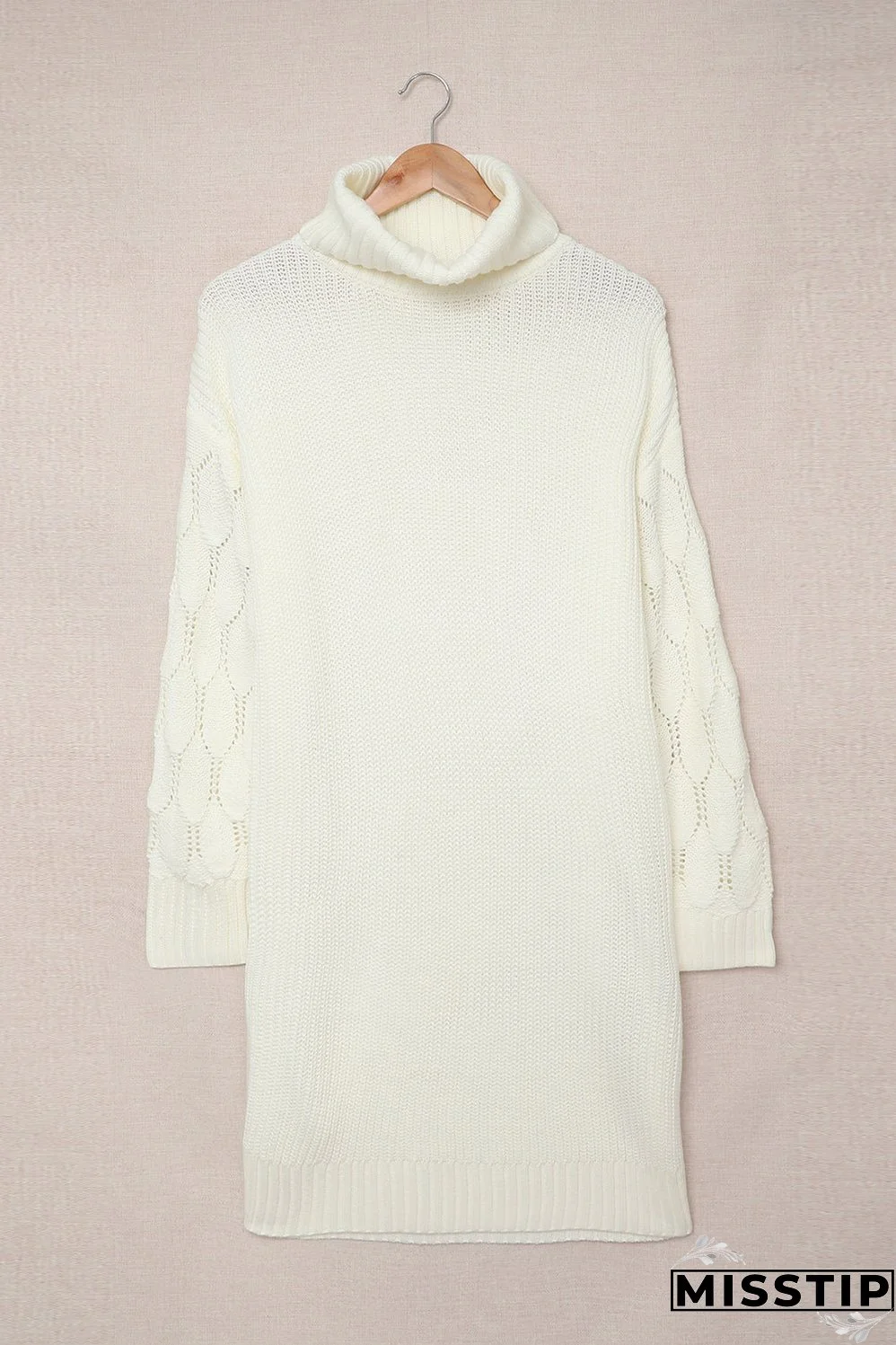 Plain Turtleneck Sweater Dress