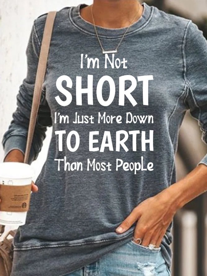 Women's Funny Words Short Girls Long Sleeve Crew Neck Sweatshirt