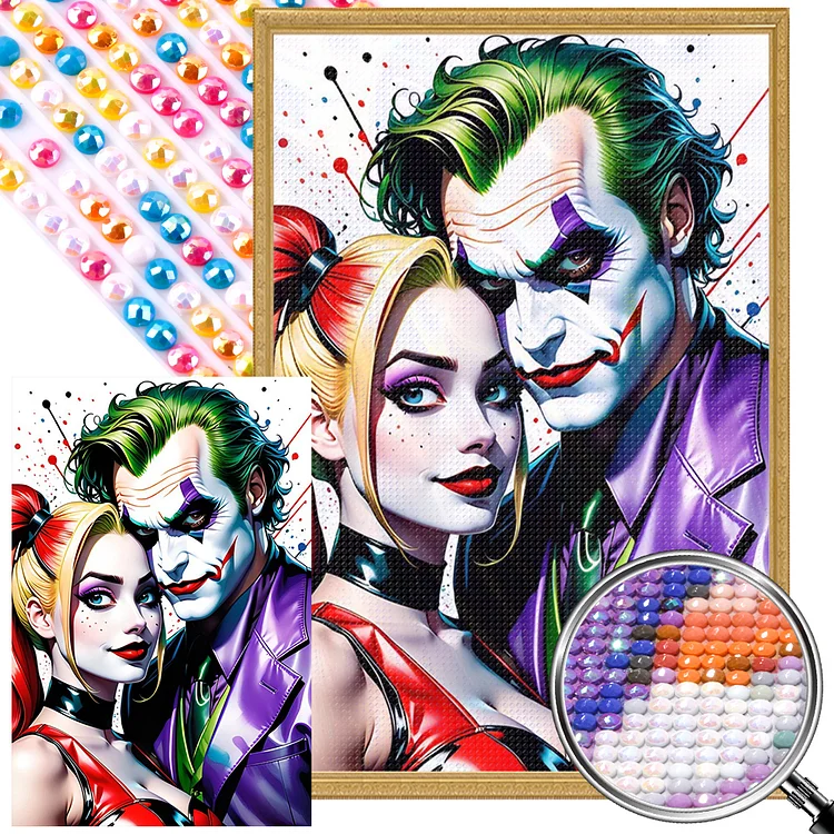 Partial AB Drill - Full Round Diamond Painting - Joker And Harley Quinn 40*60CM