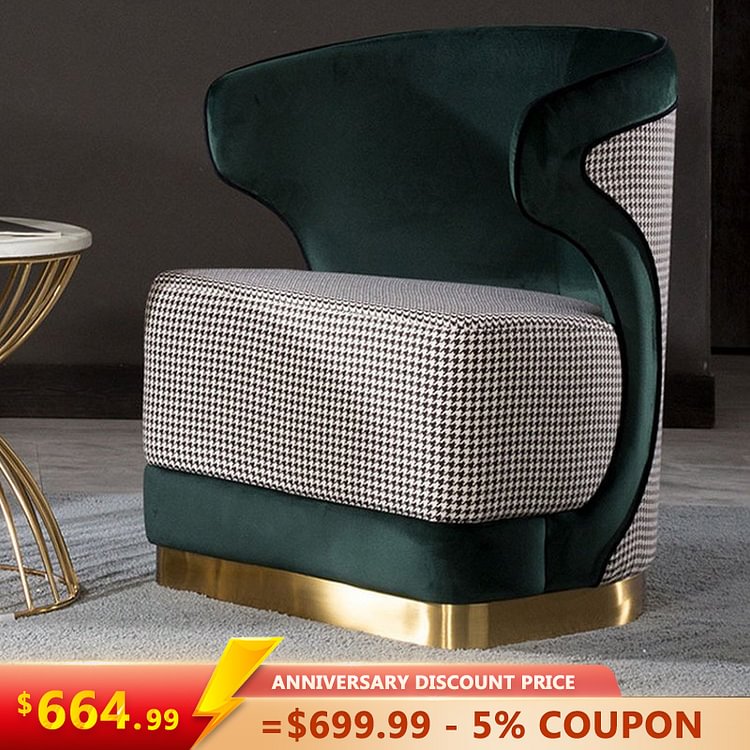 Homemys Cuddle Chair Green & Houndstooth Upholstered Accent Chair 