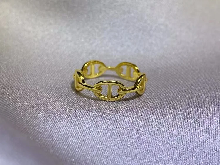 925 sterling silver gold-plated chain ring for women. wedding ring. Holiday gifts