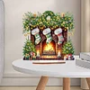 Diamond Painting Wooden Fireplace Green Stockings Table Ornament