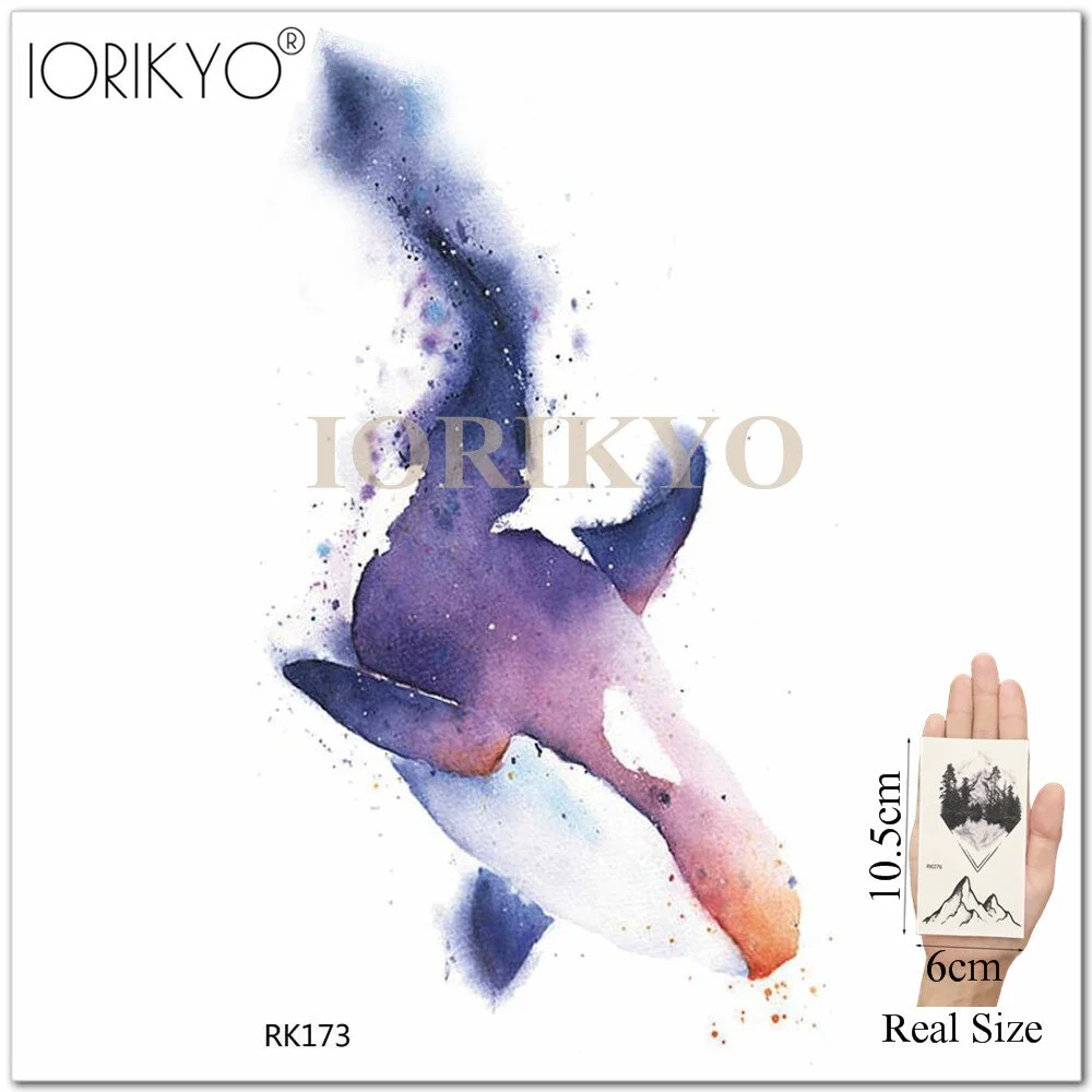 Watercolor Galaxy Cosmonaut Moon Whale Fake Tattoos Stickers For Kids Cartoon In Bulk Tattoo Temporary For Women Arm Tatoo Paste