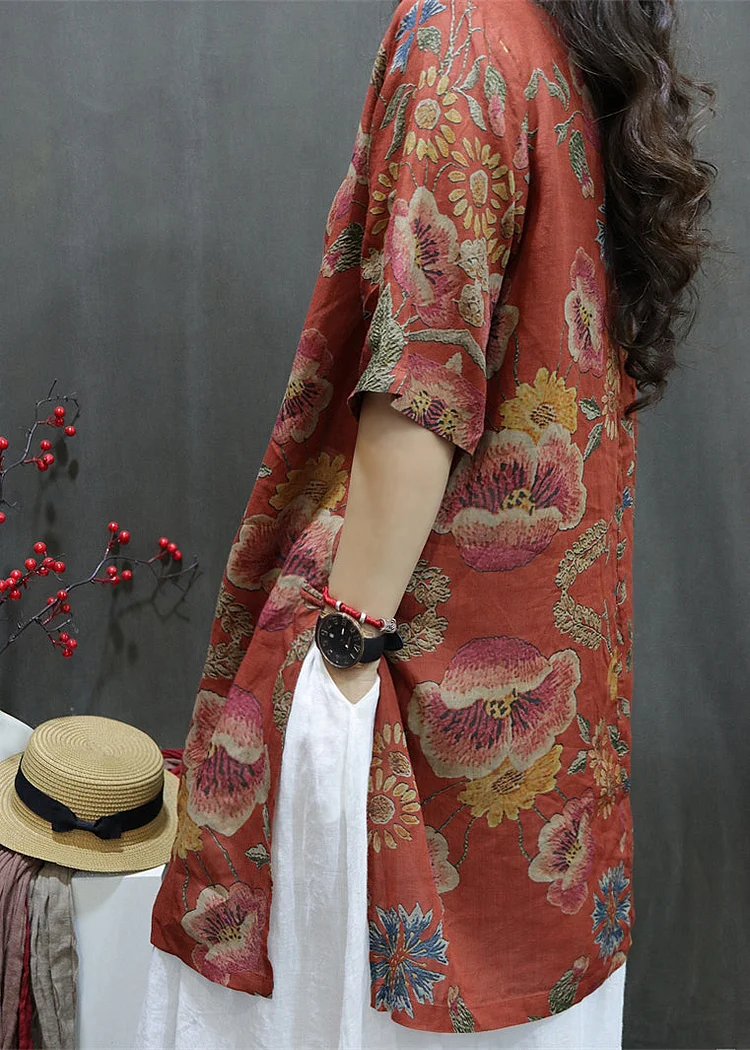 Long Sleeve Collar Top Red main image 0