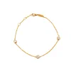 14K Yellow Gold Round Lab Diamond 3 Stone Bezel Station Bracelet