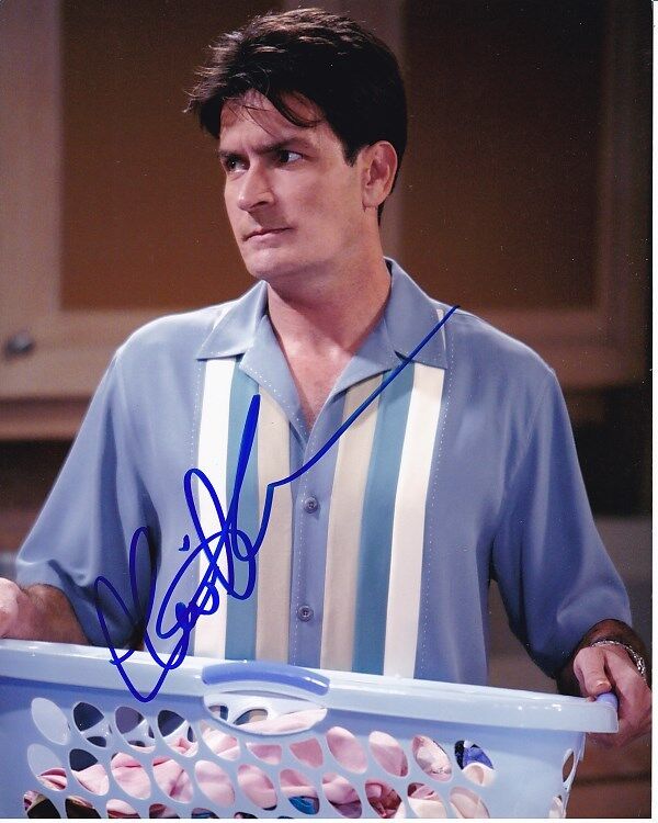 CHARLIE SHEEN signed autographed TWO AND A HALF MEN CHARLIE HARPER 8x10 Photo Poster painting