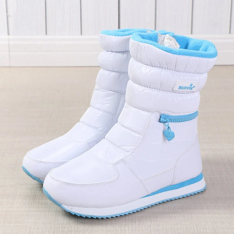 Winter Boots Women Ladys Warm Shoes Snow Boot Inside Mixed Natural Wool Solid Color White  2020