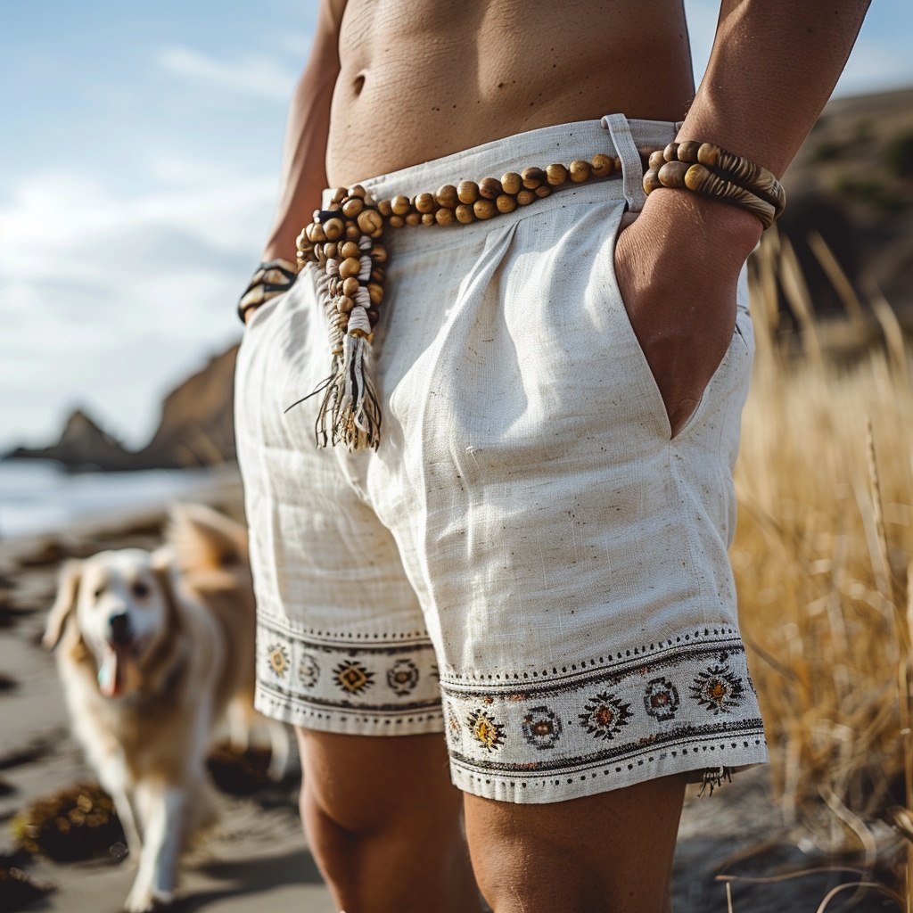 Retro Ethnic Casual Linen Shorts Style Shorts