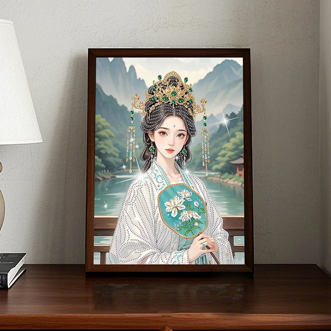 Diamond Painting - Partial Special Shaped Drill - Landscape Lady(Canvas|30x40cm)