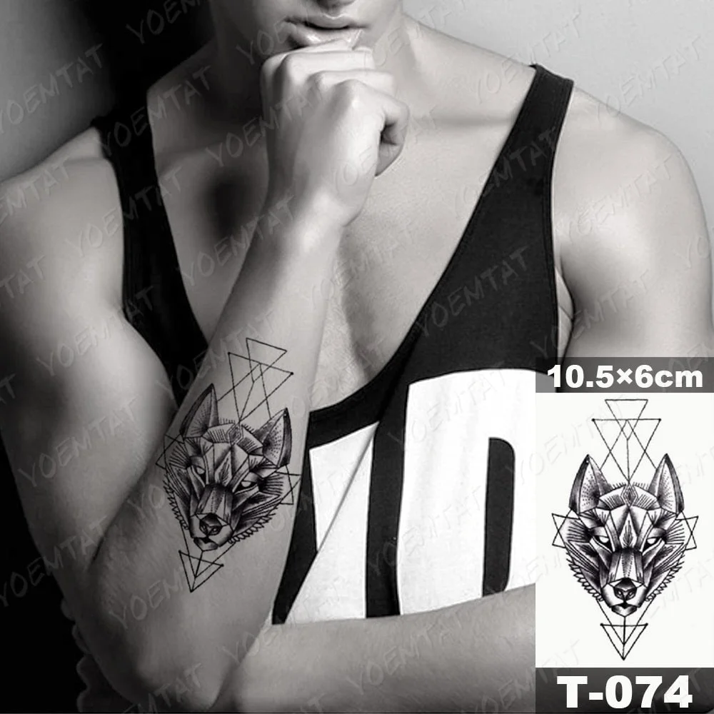 Waterproof Temporary Tattoo Sticker Moth Butterfly Wolf Snake Deer Panda Animal Flash Tatto Women Men Kids Body Art Fake Tattoos