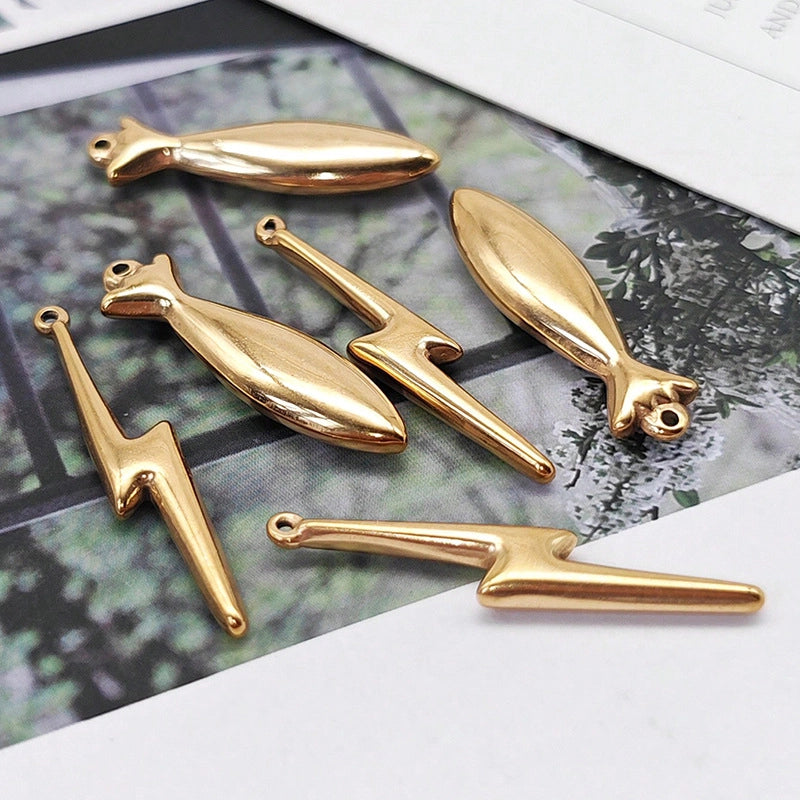 1 Piece 304 Stainless Steel Lightning Fish Jewelry Accessories Pendant