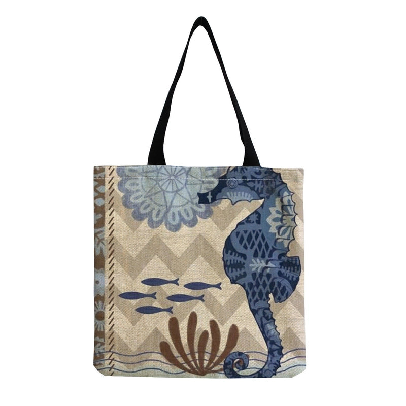 Women’s Medium Linen Animal Beach Square Open Shopping Bags