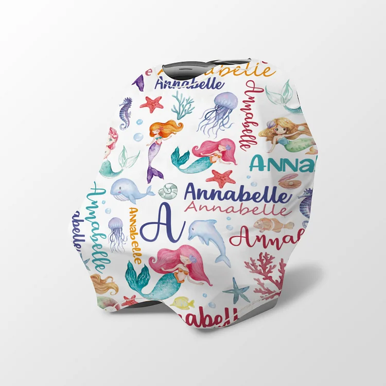 Personalized Mermaid Baby Car Seat Canopy| Canopyl172