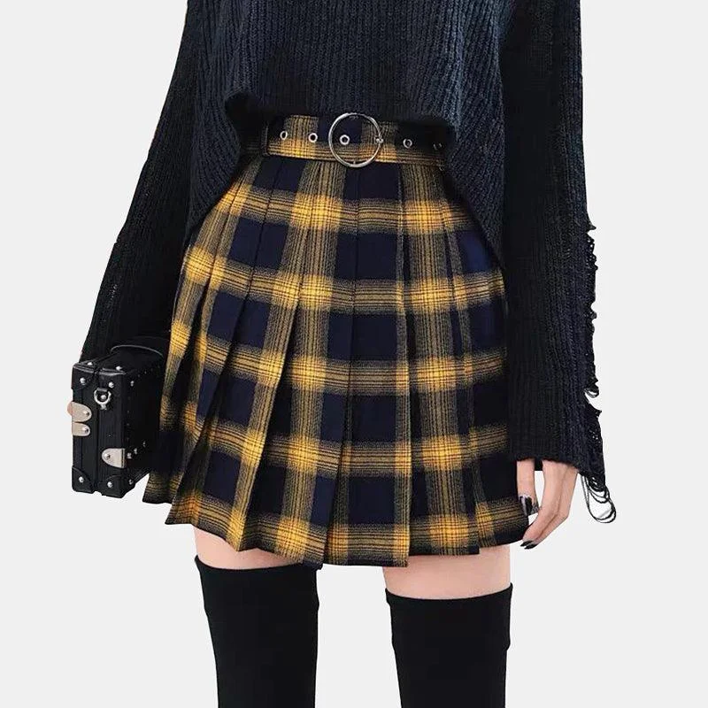 Punk Style Plaid Skirt