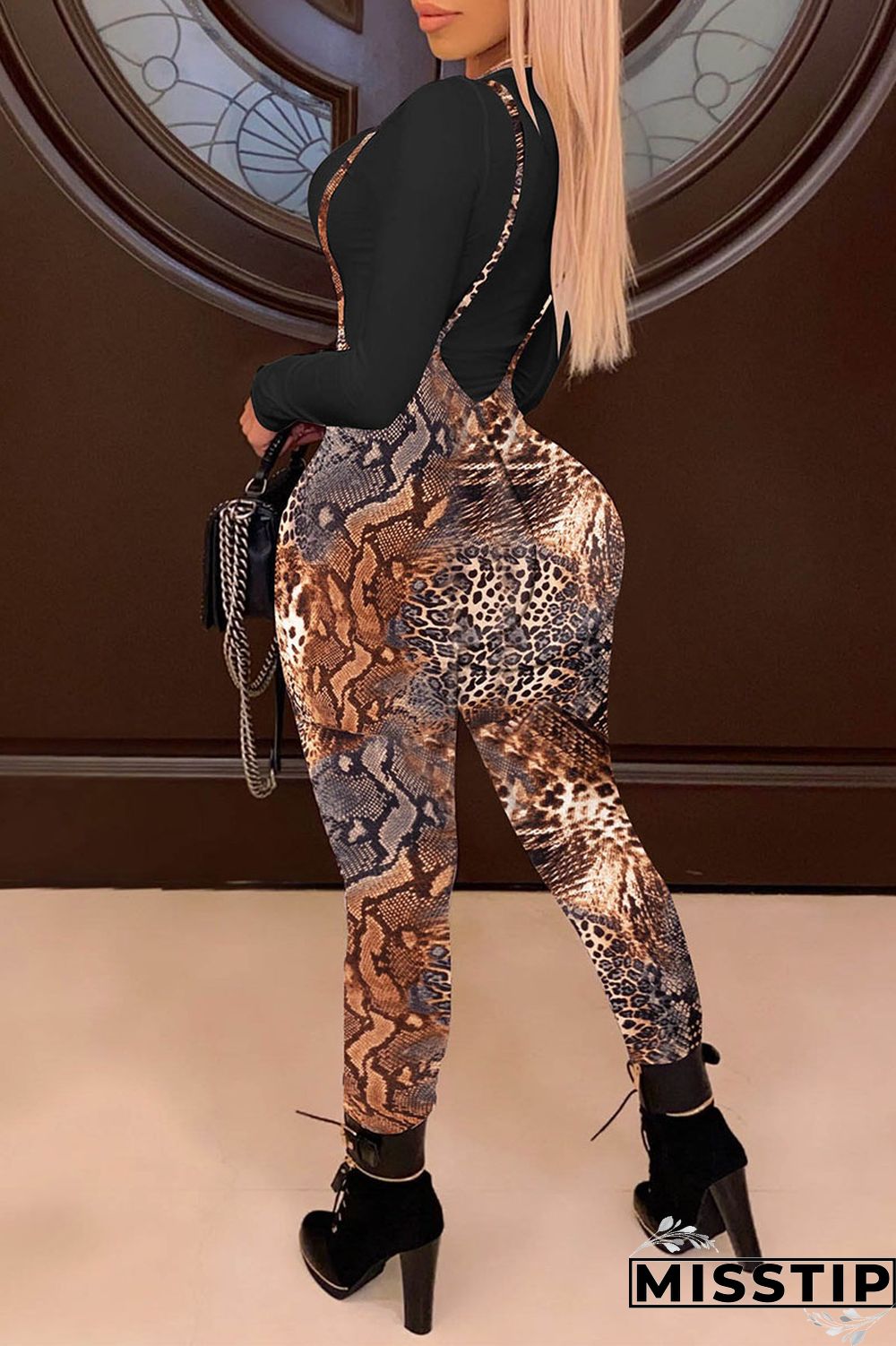 Leopard print Daily Leopard O Neck Long Sleeve Two Pieces