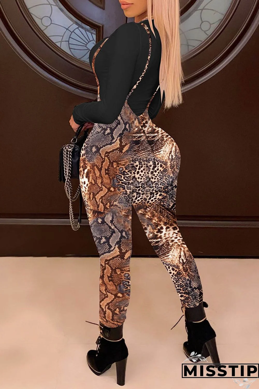 Leopard print Daily Leopard O Neck Long Sleeve Two Pieces