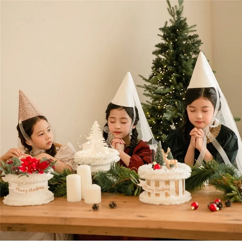 INS Shiny Glitter Felt Birthday Hat Baby Shower Banquet Party Hats For Boys Girls Children's Day Decoration Headband Photo Props