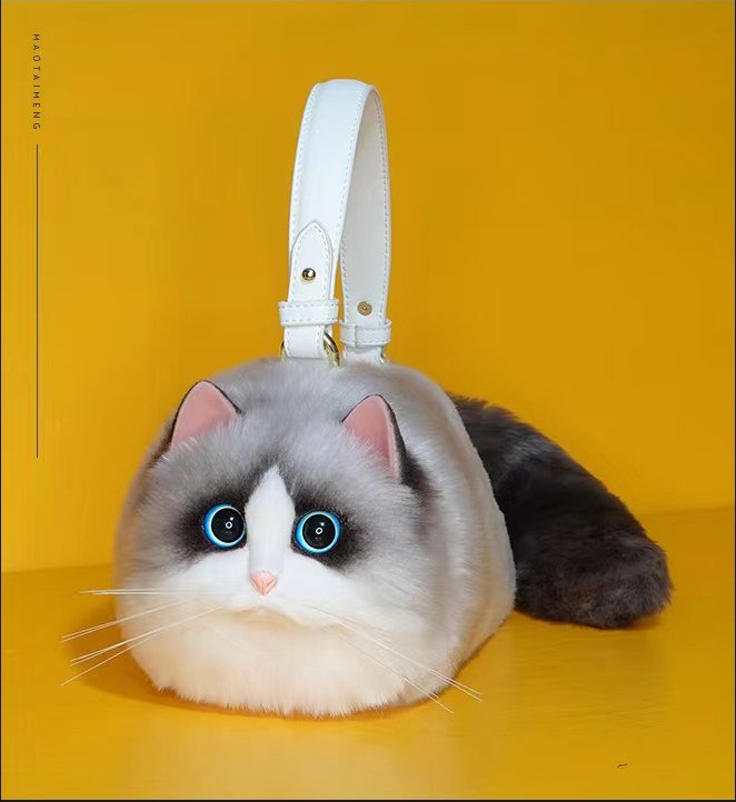 Artificial cat handbag hot sale