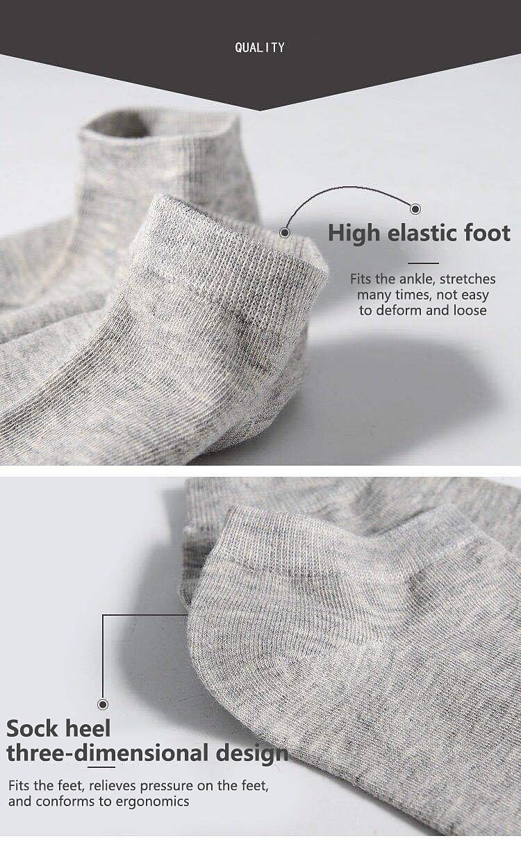 5 Pairs Of Black And White Gray Socks Four Seasons Solid Color Short Tube Invisible Low Socks Sweat-Absorbing 2023 - US $10.49 –P4