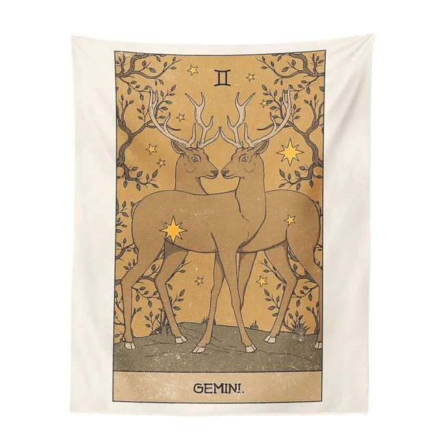 Tarot Constellation Tapestry Tarot Card Tapestry Boho Tapestry Wall Hanging Trippy Divination Beach Mat Sun Moon Wall Decor