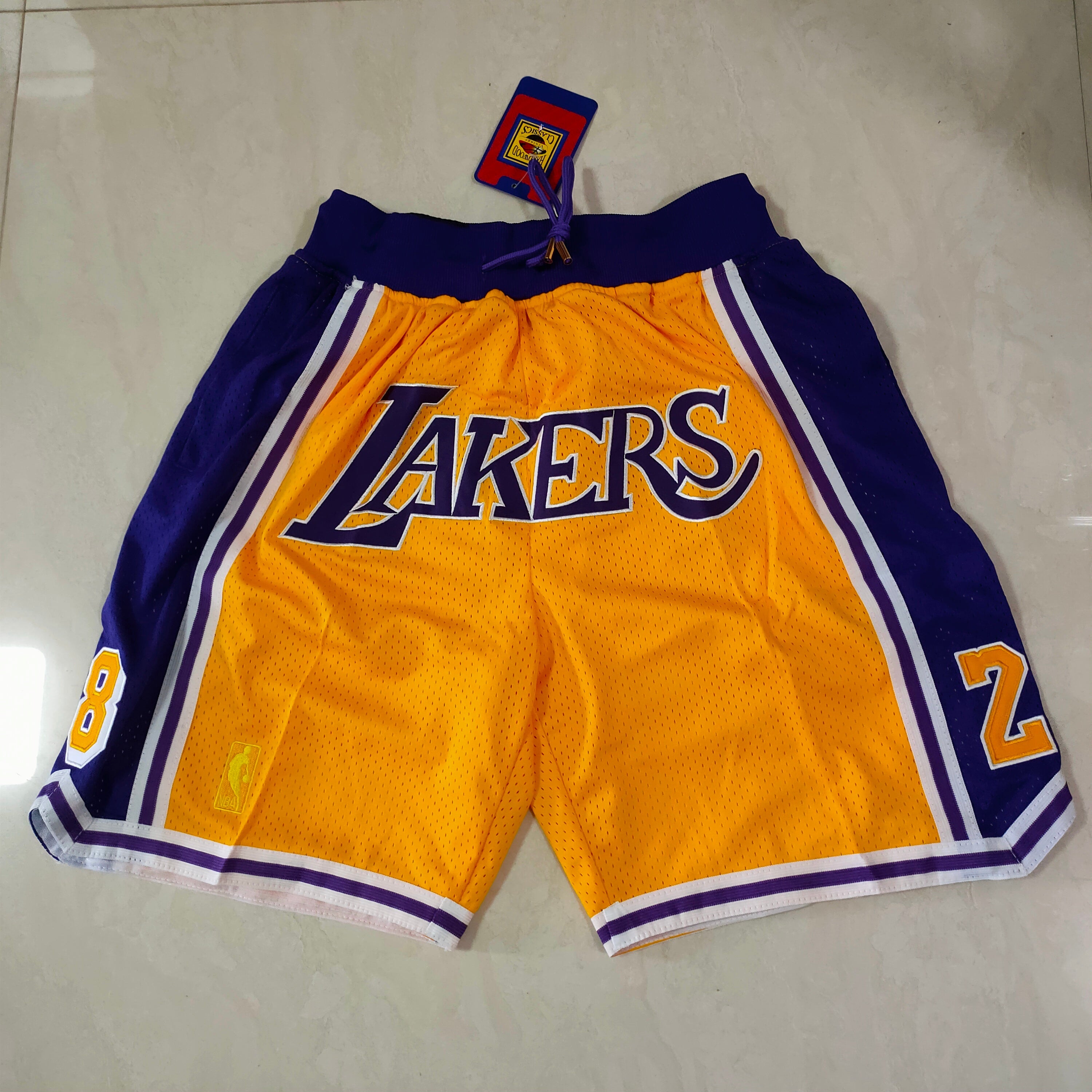 Los Angeles Lakers Yellow 8-24 Juston Pocket Pants Shorts