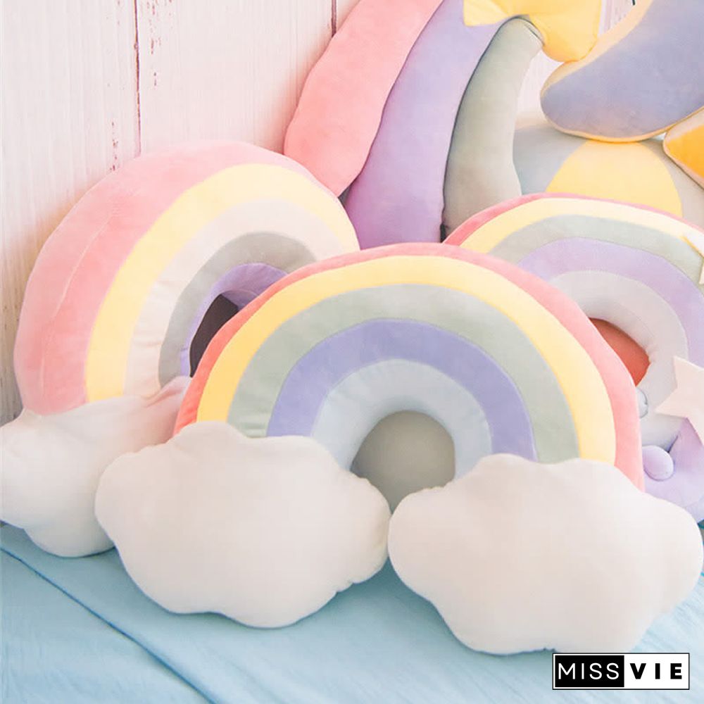 Rainbow Moon Star Pattern Pillow Plush Toy