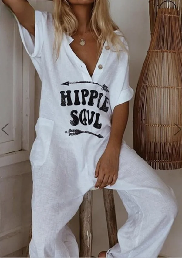 Printed letter Casual Jumpsuit