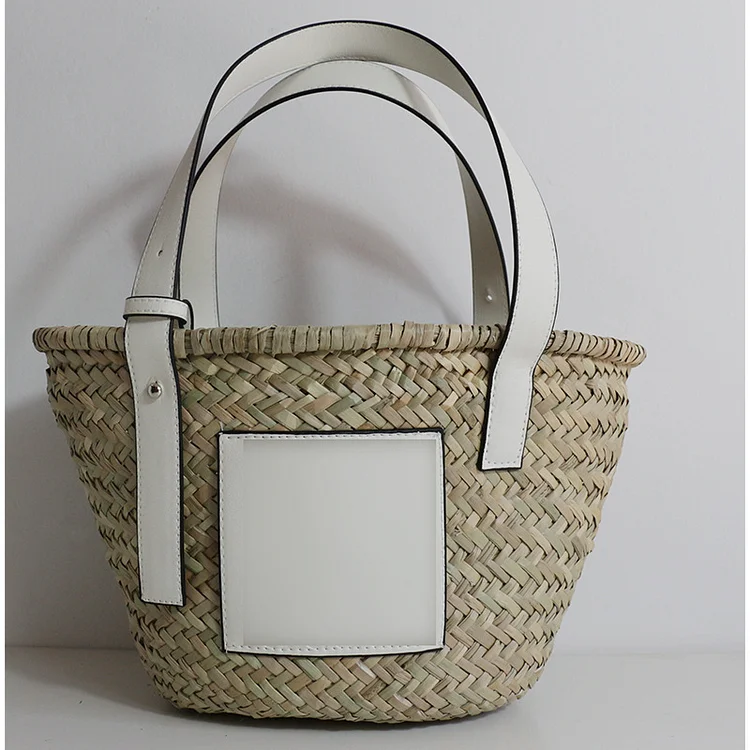 One-Shoulder Vacation Beach Straw Woven Tote Bag VangoghDress