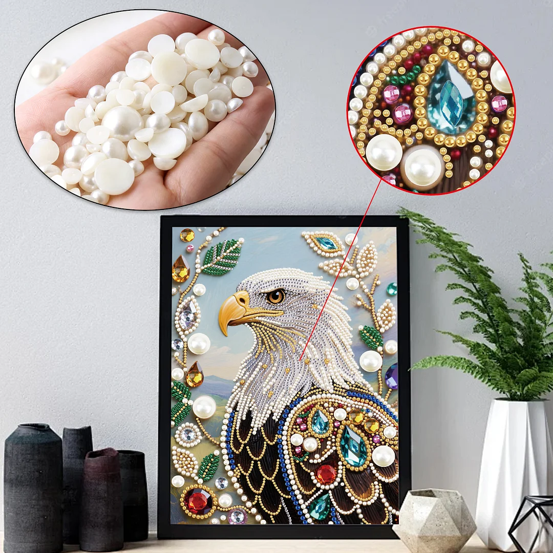 Eagle B Special Shaped 5D DIY Partial Drill Pearl Diamond Painting Kit for Adults Beginners Home Decor 30x40cm