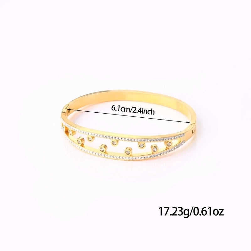 Casual Minimalist Round Heart Shape Butterfly Titanium Steel Zircon Bangle In Bulk