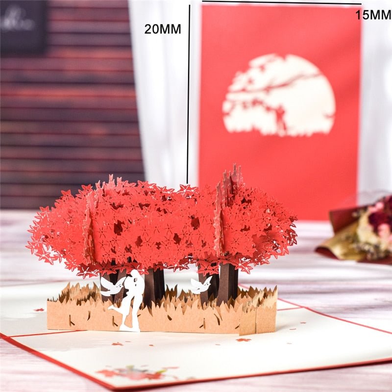 10 Pack Pop-Up Valentines Card Love Card Anniversary Gift Flower Invitation 3D Greeting Card with Envelope Postcard Wholesale