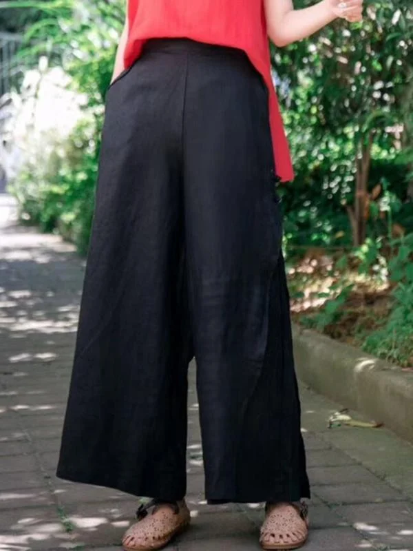 Casual Split-Side Wide Leg Culotte& Pants