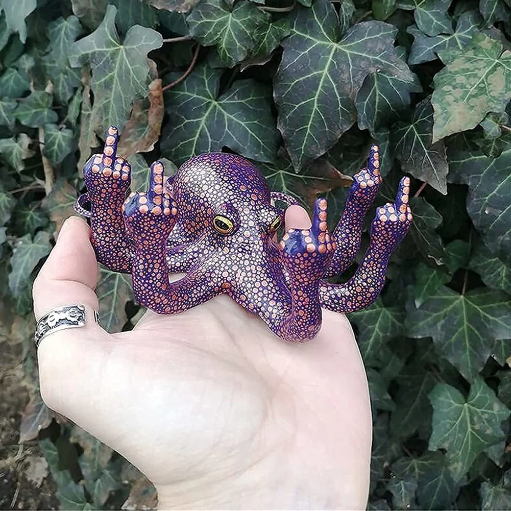 Resin Luminous Octopus Sculpture Landscape Ocean Octopus Figurines (Purple)