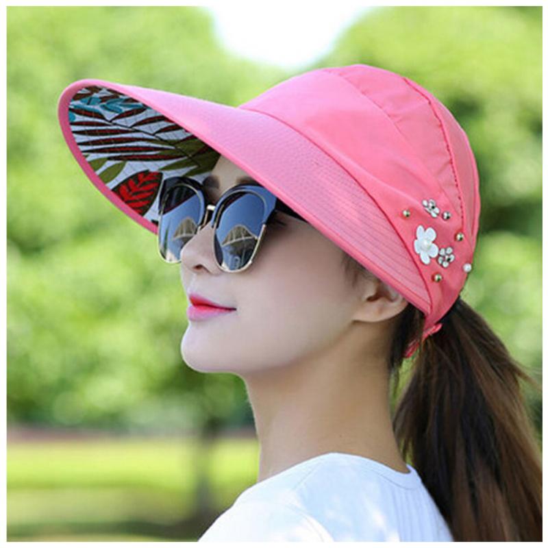 Summer Sun Hats Women Lady Wide Large Brim Floppy Beach Folding Sun ...