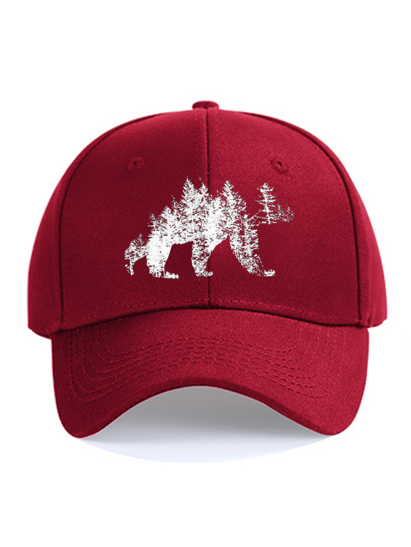 Casual Forest Bear Printed Cap