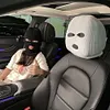 Halloween Spoof Face Funny Car Headrest Cover Decoration for Most Cars (White)